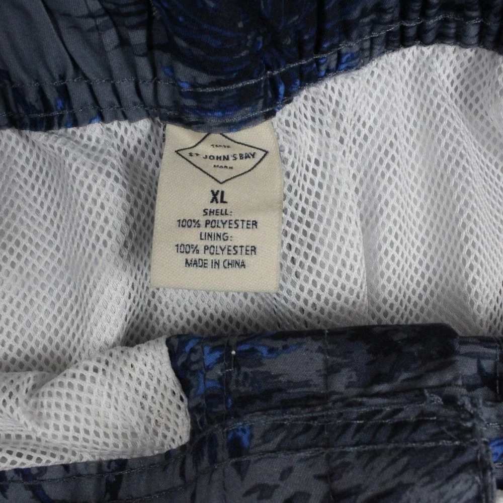 St Johns Bay Swim Trunks 2 Pack Palm Leaf Rock Island XL Black Blue NWT